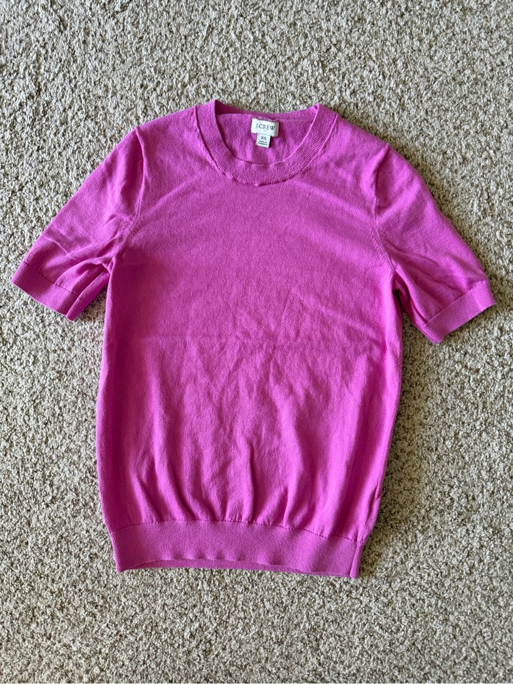 J. Crew 100% Cotton Short Sleeve Crewneck Sweater - Pink
